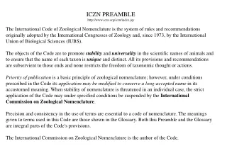 ICZN PREAMBLE iczn/iczn/index.jsp