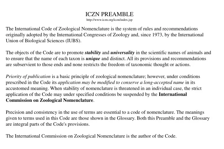 iczn preamble http www iczn org iczn index