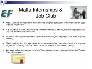 Malta Internships &amp;  Job Club