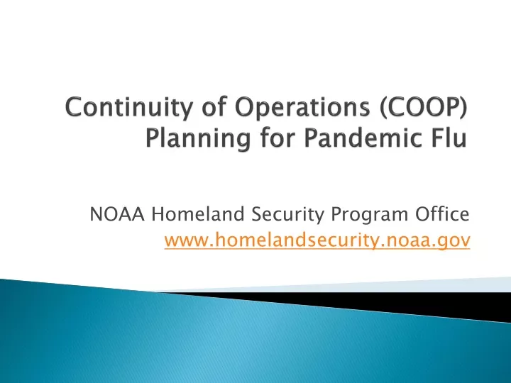 continuity of operations coop planning for pandemic flu