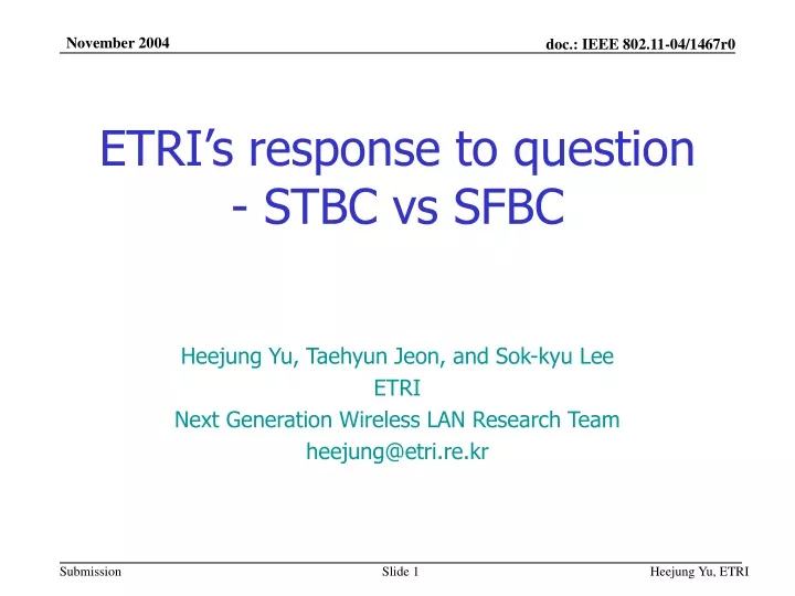 etri s response to question stbc vs sfbc