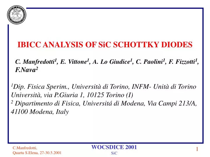 ibicc analysis of sic schottky diodes