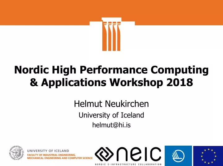 nordic high performance computing applications workshop 2018