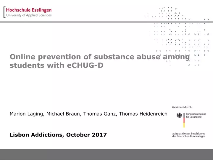online prevention of substance abuse among students with echug d