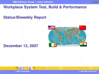Workplace System Test, Build &amp; Performance Status/Biweekly Report December 13, 2007