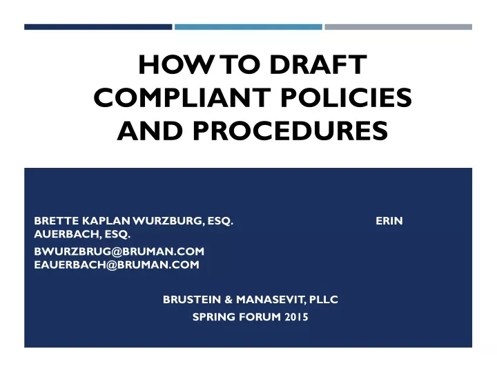 how to draft compliant policies and procedures