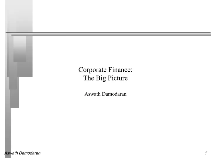 corporate finance the big picture