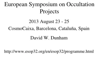 European Symposium on Occultation Projects