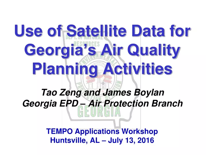 use of satellite data for georgia s air quality