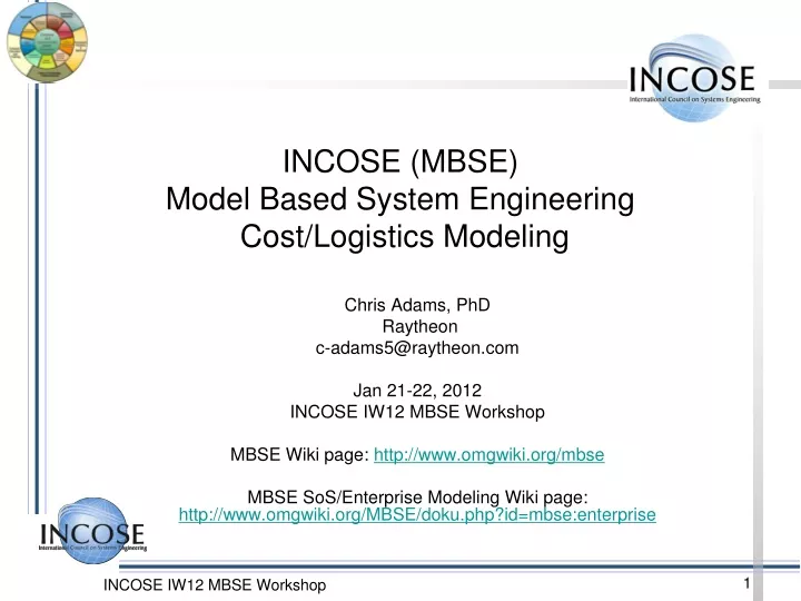 incose mbse model based system engineering cost logistics modeling