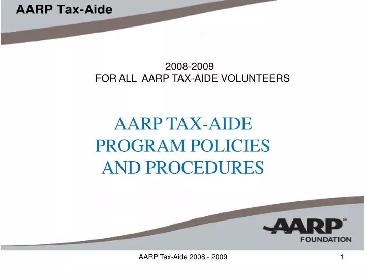 2008 2009 for all aarp tax aide volunteers