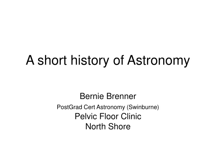 a short history of astronomy