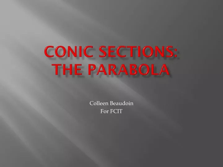 conic sections the parabola