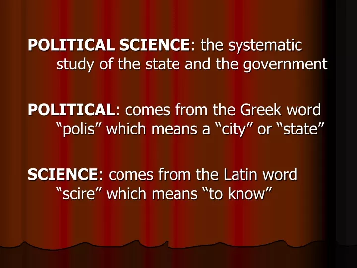 political science the systematic study
