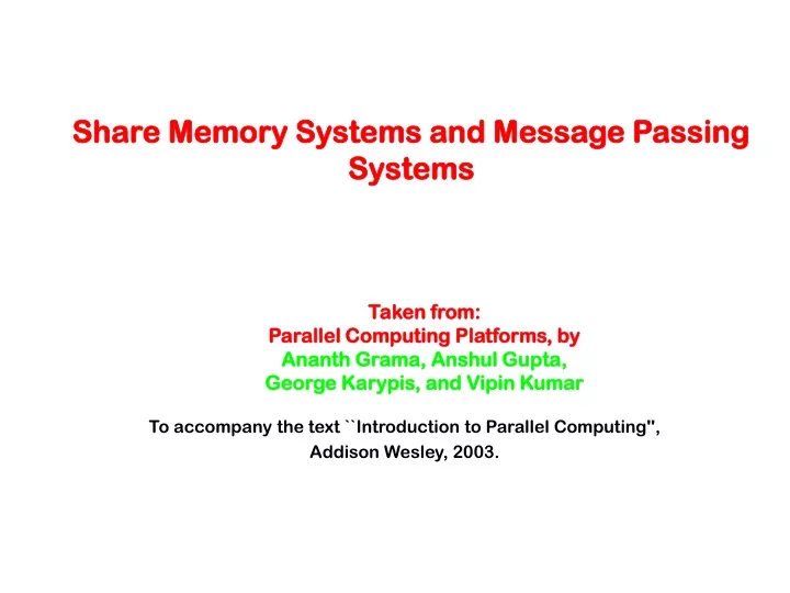 share memory systems and message passing systems
