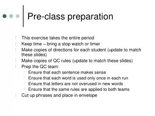 Pre-class preparation