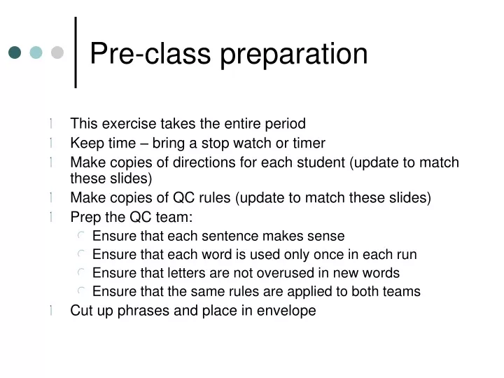 pre class preparation