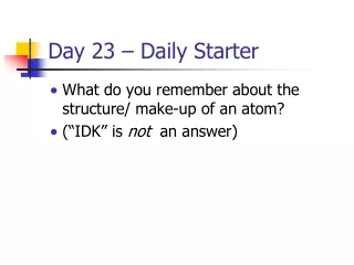 Day 23 – Daily Starter