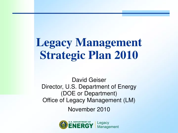 legacy management strategic plan 2010