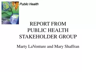 REPORT FROM  PUBLIC HEALTH STAKEHOLDER GROUP