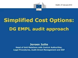 Simplified Cost Options: DG EMPL audit approach