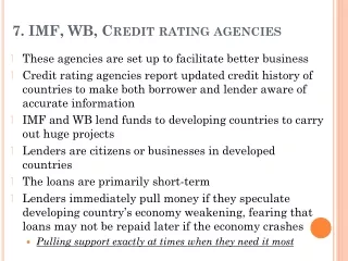 7. IMF, WB, Credit rating agencies