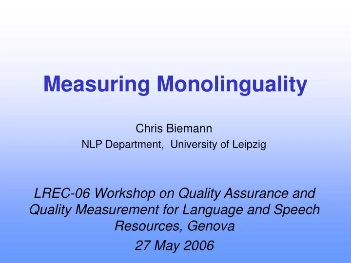 measuring monolinguality