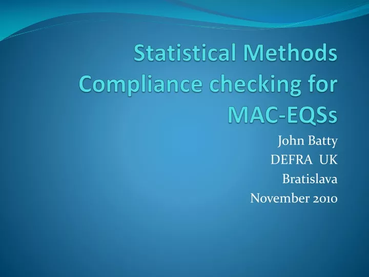 statistical methods compliance checking for mac eqss