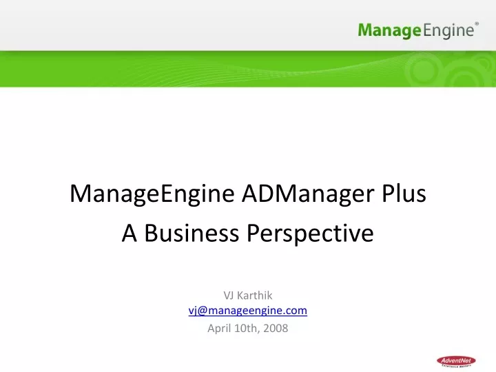 manageengine admanager plus a business perspective