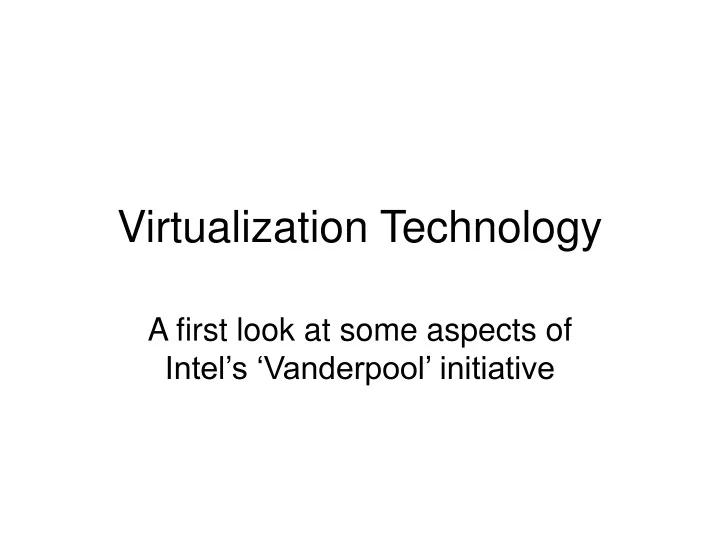 virtualization technology