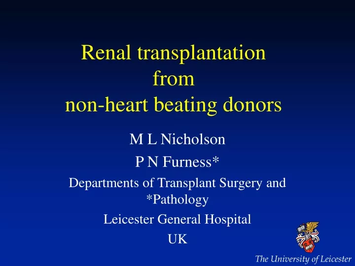 renal transplantation from non heart beating donors