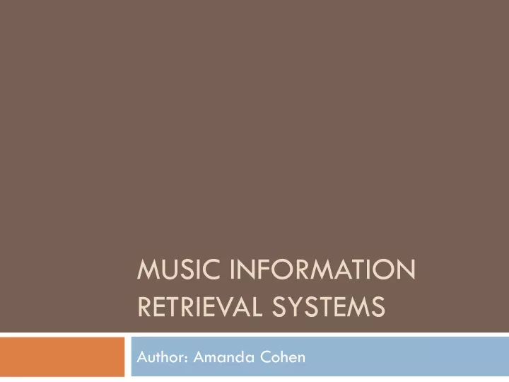 music information retrieval systems