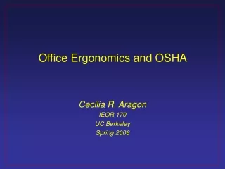 Office Ergonomics and OSHA