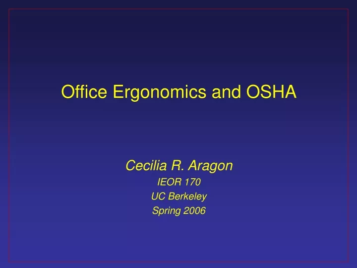 office ergonomics and osha