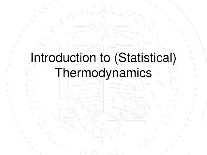 introduction to statistical thermodynamics