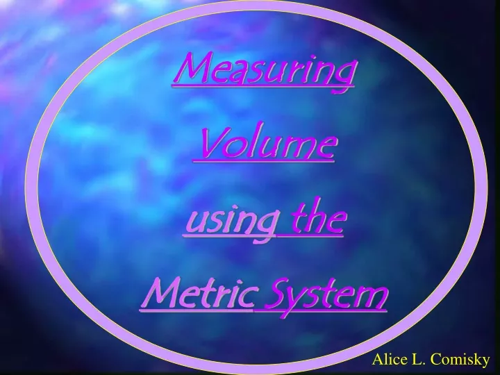 measuring volume using the metric system
