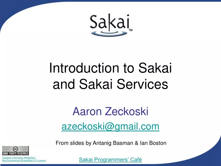 introduction to sakai and sakai services