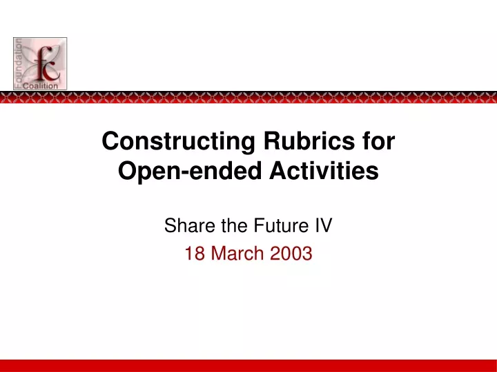 constructing rubrics for open ended activities