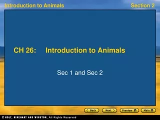 CH 26:	Introduction to Animals