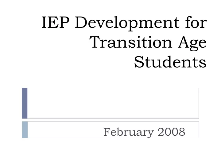 iep development for transition age students