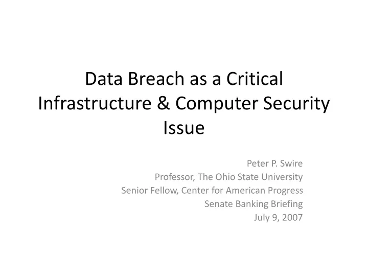 data breach as a critical infrastructure computer security issue