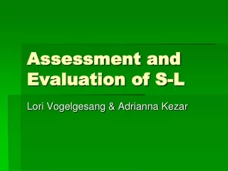 Assessment and Evaluation of S-L