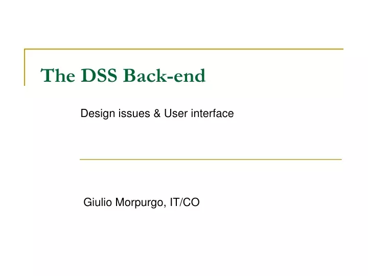 the dss back end