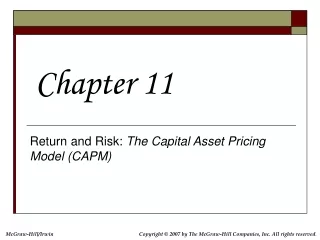 Return and Risk:  The Capital Asset Pricing Model (CAPM)