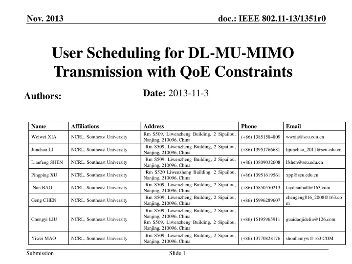 user scheduling for dl mu mimo transmission with qoe constraints