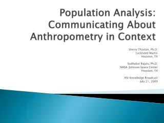 Population Analysis: Communicating About Anthropometry in Context