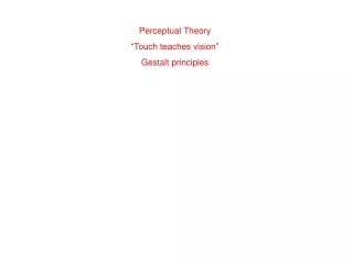 Perceptual Theory “Touch teaches vision” Gestalt principles