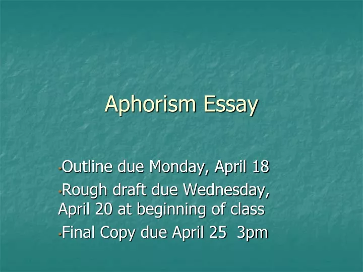 aphorism essay