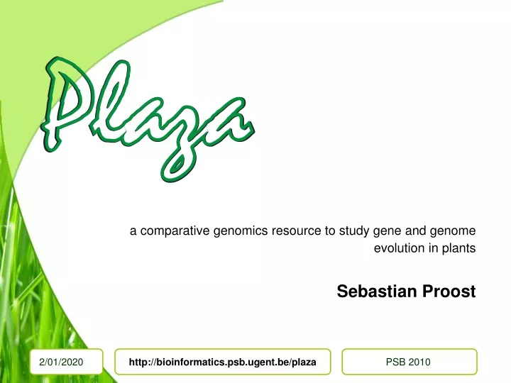 a comparative genomics resource to study gene and genome evolution in plants sebastian proost
