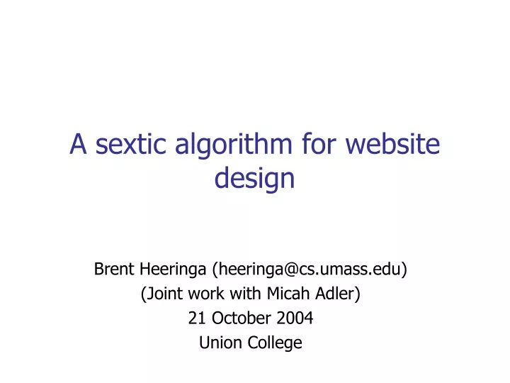 a sextic algorithm for website design